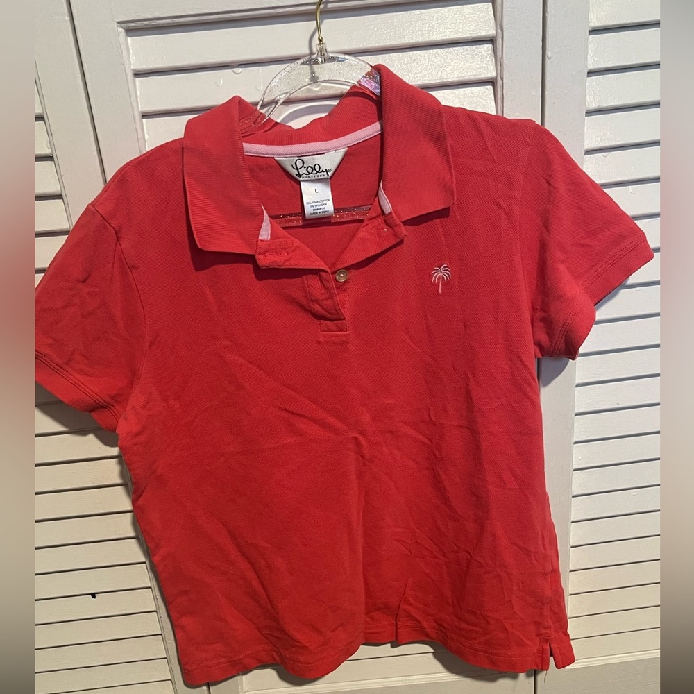 Lilly Pulitzer Red/ Coral Short Sleeve Polo Tee